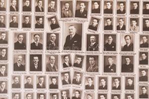 1935 Botfán Mór: A vasúti tisztképző tanfolyam tanári kara és hallgatói, a tablóképen 112 kisportré ...