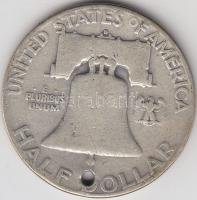 Amerikai Egyesült Államok 1950D 1/2$ Ag "Franklin" T:3 lyuk
USA 1950D Half Dollar Ag "...