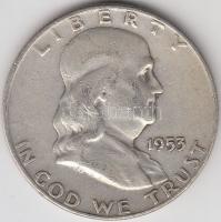 Amerikai Egyesült Államok 1953D 1/2$ Ag &quot;Franklin&quot; T:3 &lt;br/&gt;USA 1953D Half Dollar Ag &quot;Franklin&quot; C:F &lt;br/&gt;Krause KM# 199