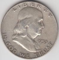 Amerikai Egyesült Államok 1953D 1/2$ Ag &quot;Franklin&quot; T:3 &lt;br/&gt;USA 1953D Half Dollar Ag &quot;Franklin&quot; C:F &lt;br/&gt;Krause KM# 199