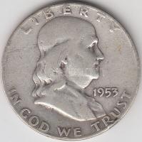 Amerikai Egyesült Államok 1953D 1/2$ Ag &quot;Franklin&quot; T:3 &lt;br/&gt;USA 1953D Half Dollar Ag &quot;Franklin&quot; C:F &lt;br/&gt;Krause KM# 199