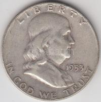 Amerikai Egyesült Államok 1953D 1/2$ Ag &quot;Franklin&quot; T:3 &lt;br/&gt;USA 1953D Half Dollar Ag &quot;Franklin&quot; C:F &lt;br/&gt;Krause KM# 199