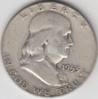 Amerikai Egyesült Államok 1953D 1/2$ Ag &quot;Franklin&quot; T:3 &lt;br/&gt;USA 1953D Half Dollar Ag &quot;Franklin&quot; C:F &lt;br/&gt;Krause KM# 199