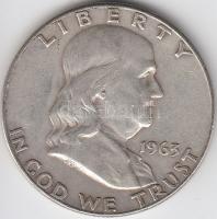 Amerikai Egyesült Államok 1963D 1/2$ Ag &quot;Franklin&quot; T:3 &lt;br/&gt;USA 1963D Half Dollar Ag &quot;Franklin&quot; C:F &lt;br/&gt;Krause KM# 199