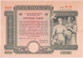 Budapest 1955. &quot;Hatodik Békekölcsön&quot; nyereménykölcsöne 200Ft-ról T:III