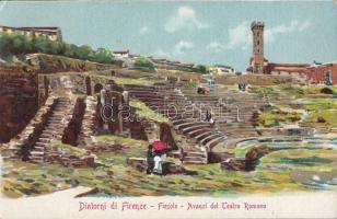 Fiesole Roman theatre, litho