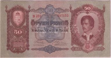 1932. 50P (2x) egymás utáni sorszámmal T:I-(enyhe sarokkopás)