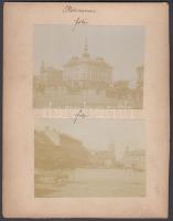 cca 1890 5 db kartonra kasírozott kolozsvári városfotó, 7x11 cm