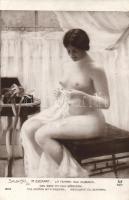 Erotic postcard, The woman with ribbons s: M. Everart (EK)