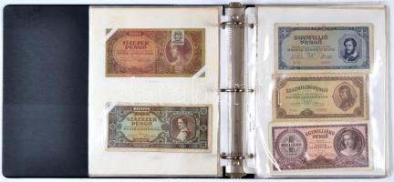 ~130db vegyes bankjegy tétel gyűrűs albumba rendezve, főleg magyar pengő bankjegek, némelyik névérté...