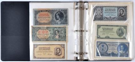 ~130db vegyes bankjegy tétel gyűrűs albumba rendezve, főleg magyar pengő bankjegek, némelyik névérté...