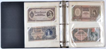 ~130db vegyes bankjegy tétel gyűrűs albumba rendezve, főleg magyar pengő bankjegek, némelyik névérté...