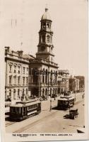 Adelaide town hall, trams, automobiles