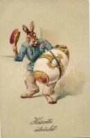 Easter, Rabbit postman, litho