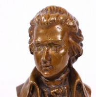 Jelzett (K) Mozart büszt, bronz, márvány talapzaton, m:13 cm