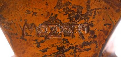 Jelzett (K) Mozart büszt, bronz, márvány talapzaton, m:13 cm