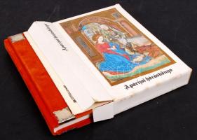 A párizsi hóráskönyv, Bp., 1978. Helikon Kiadó Sorszámozott hasonmás kiadás fémveretes egészbársony ...