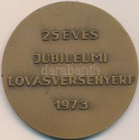 1976. &quot;Szabadság TSZ Békéscsaba Lovasszakosztálya / 25 éves Jubileumi Lovasversenyért 1973&quot; Br emlékérem (60mm) dísztokban T:1-