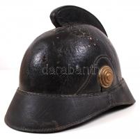 Régi tűzoltókalap, közepes állapotban, h:27 cm