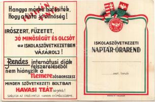 1942-1943 Erdélyrészi Hangya-Iskolaszövetkezeti naptár-órarend