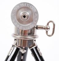 "Bilora"  feliratú  antik fotóállvány, jelzett, bőr tokban, m:47 cm