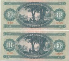 1962. 10Ft (2x) egymásutáni sorszámmal T:I,I- (hajtatlanok, egyiken kis szamárfül)
