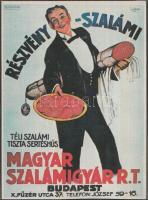 1930 Magyar Szalámigyár R.T., Részvény-Szalámi, propaganda bélyeg