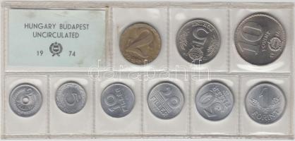 1974. 2f-10Ft 9db klf érmés forgalmi sor fóliatokban T:1