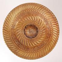 Halas kínálótál, réz, gazdagon díszített, m:18 cm