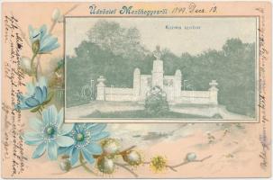 1899 Mezőhegyes, Kozma-szobor, floral litho (EK)