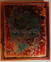 Réz tétel (4 db): Üvegzománccal díszített asztali hamutartó, dísztálka, szalvétatartó és dobozka