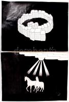 Jelzés nélkül: 6 db tusrajz, mindegyik hátoldalán címekkel 20x30 cm