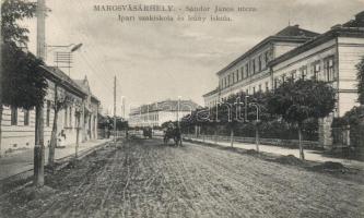 Marosvásárhely, Sándor János utca, ipari szakiskola és leányiskola / street, schools