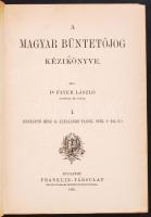 Fayer László: A magyar büntetőjog kézikönyve I.-II. Bp., 1895 Franklin. Kissé megviselt félbőr kötésben, belül jó állapotban