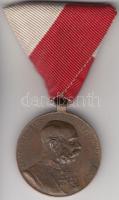 1898. &quot;Jubileumi Emlékérem Fegyveres Erő Számára / Signum memoriae (AVSTR)&quot; Br érem polgári alkalmazottaknak járó mellszalaggal T:2 &lt;br/&gt;Hungary 1898. Commemorative Jubilee Medal for the Armed Forces on ribbon for the civilian attendants C:XF