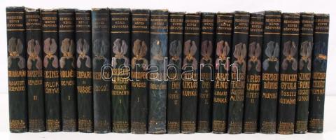 Remekírók képes könyvtára 19 kötet a sorozatból Leszik-féle liliomos egészvászon kötésben. Általában jó állapotban