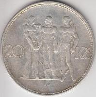 Csehszlovákia 1934. 20K Ag &quot;Ipar, mezőgazdaság, üzlet&quot; T:2,2- &lt;br/&gt;Czechoslovakia 1934. 20 Korun Ag &quot;Industry, Agriculture,Business&quot; C:XF,VF &lt;br/&gt;Krause KM#17