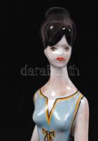 Hollóházi porcelán sétáló lány, kézzel festett, jelzett, hibátlan, m:24 cm/ Hollohaza porcelain girl...