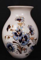 Kézzel festett búzavirág mintás Zsolnay porcelán váza, jelzett, hibátlan, m:13 cm/ &lt;br/&gt;Handpainted Zsolnay chinaware vase