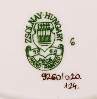 Zsolnay kis tálkák (3 db), kézzel festett, jelzett, hibátlan, 11×8 cm