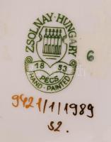 Zsolnay virág mintás ékszeres dobozka, kézzel festett, jelzett, hibátlan, 7,5×7,5 cm