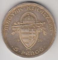 1938. 5P Ag &quot;Szent István&quot; T:2 ph. &lt;br/&gt;Adamo P8.1