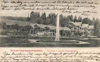 Ruzsbach-fürdő, Kupele Ruzbachy; Felső-Ruzsbach, szállók, szökőkút / hotels, spa, fountain