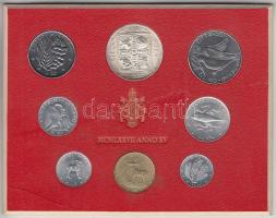 Vatikán 1977. 1L-500L 8klf értékű forgalmi sor tokban T:1 &lt;br/&gt;Vatican 1977. 1 Lira - 500 Lire collector coin set with 8 pieces of different value in box C:UNC