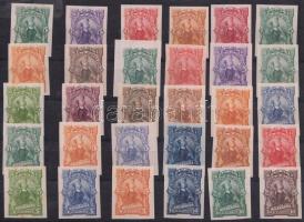 Nicaragua 1891 Forgalmi bélyeg sor Mi 30-39 30 klf színpróba / 30 different proofs