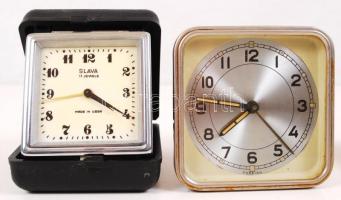 Nagy óra tétel: órák és tartozékok, 3 utazóóra, 2 vekker, 1 kvarcóra (jó állapotban, működőképes), t...