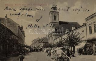 Kolozsvár Kossuth Lajos utca a szász templommal / street, church (fl)