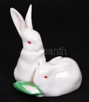 Herendi nyuszi pár,kézzel festett, jelzett, hibátlan, m:9cm / Herend white rabbit