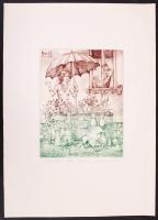 Kolozsvári G. Miklós (1950-): Virágáruslány.  Rézkarc, papír, jelzett, 20×16 cm