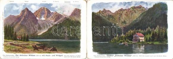 Antholzer Wildsee, Hochpustertal, gasthof, Hochgall, Wildgall, advertisement, folding card s: Reisch